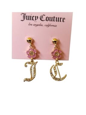 🐕Juicy Couture Logo Push-Back Drop Dangle Mismatched Earrings - NWT